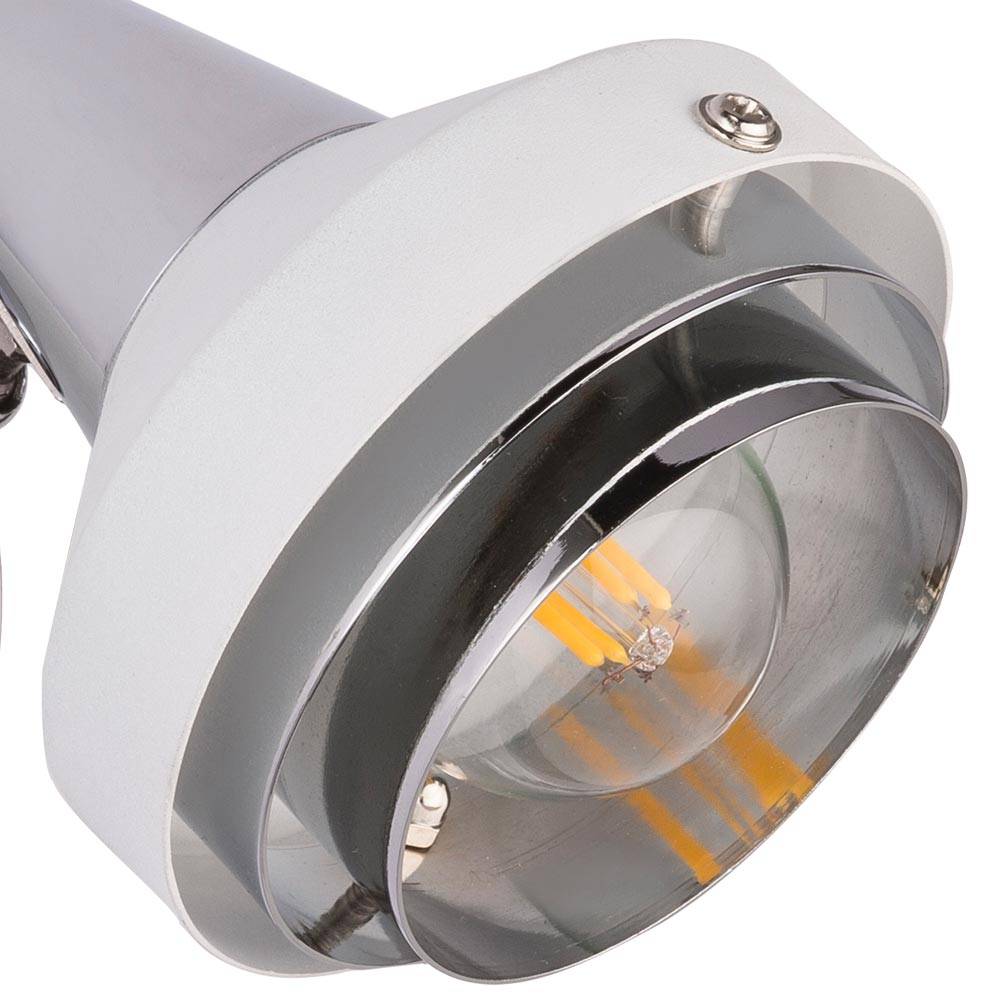 Wandlampe Wandleuchte Spotlampe Spotstrahler Flurleuchte, Spot beweglich Schalter, Metall Chrom, E14 Fassung, BxHxÜ 10x11,5x15cm