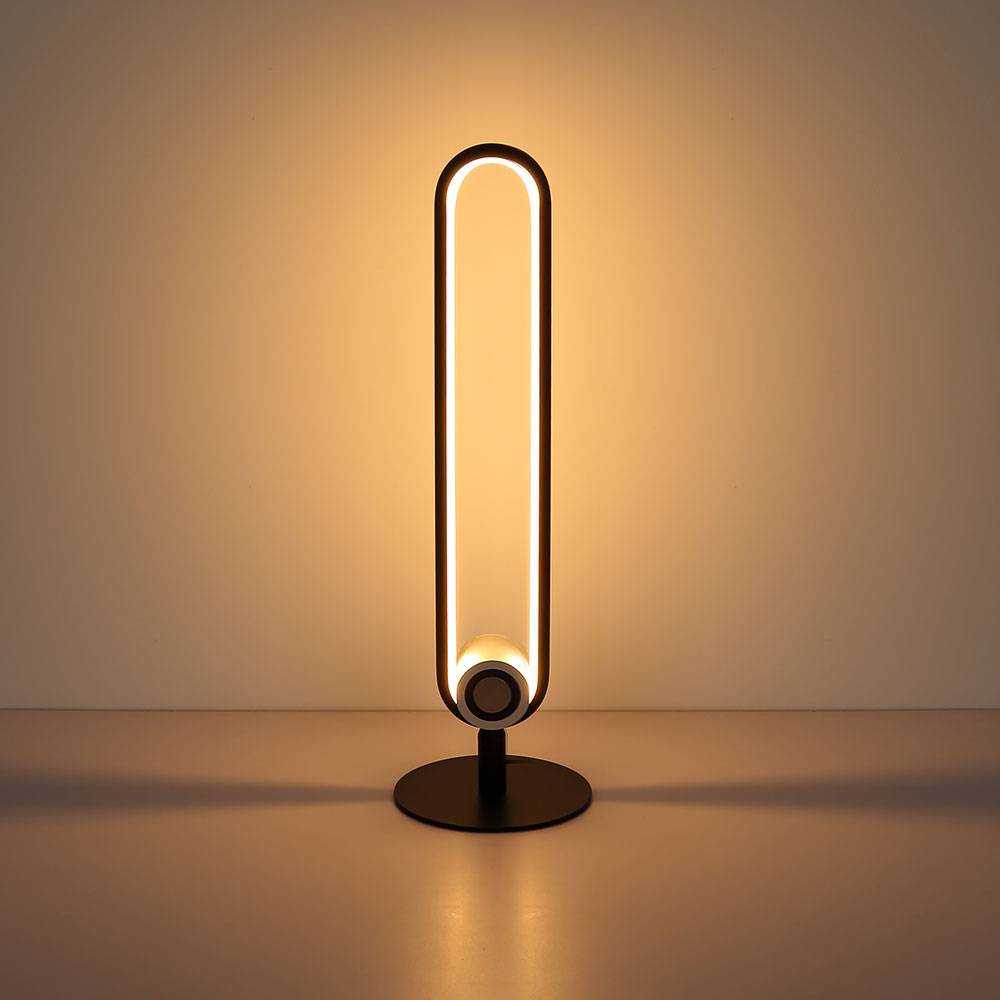 Tischleuchte LED Tischlampe Lautsprecher Nachttischlampe schwarz, Schlafzimmer, opal, 1x LED 12W 550Lm 3000K, DxH 15x50 cm