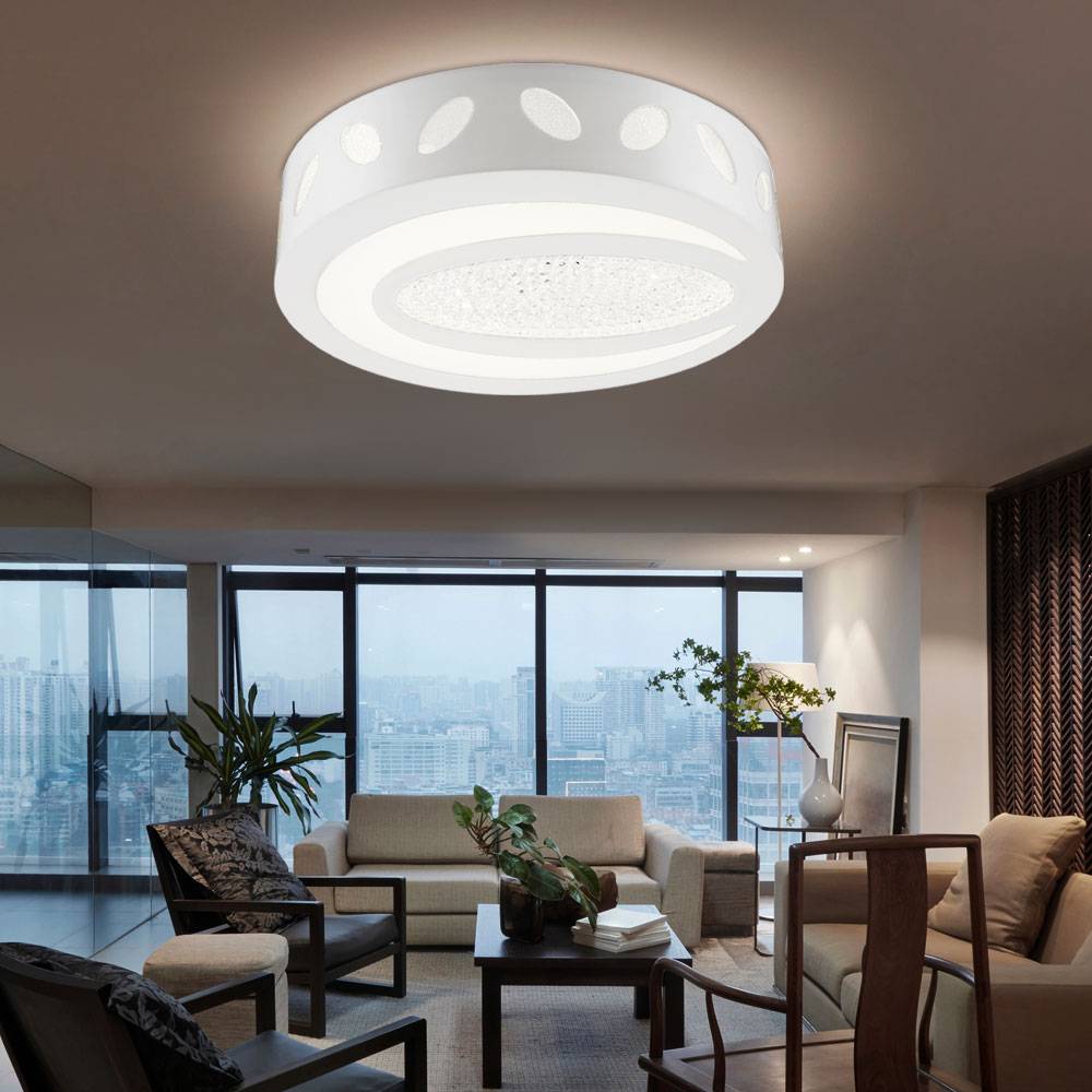 Deckenleuchte Kristall LED Deckenlampe Wohnzimmerleuchte weiß Schlafzimmerlampe, 21W 1250lm 4000K, DxH 40x11 cm