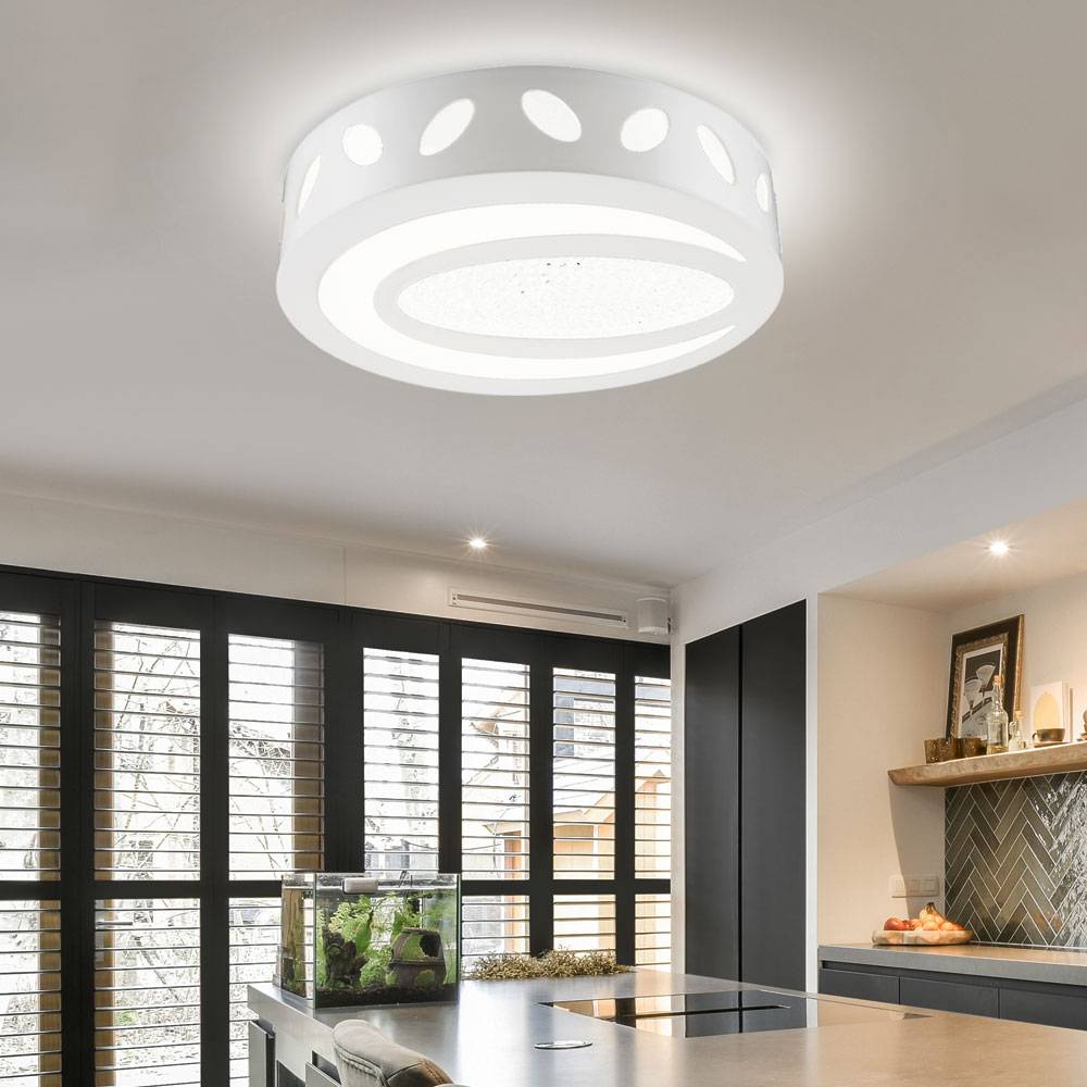 Deckenleuchte Kristall LED Deckenlampe Wohnzimmerleuchte weiß Schlafzimmerlampe, 21W 1250lm 4000K, DxH 40x11 cm