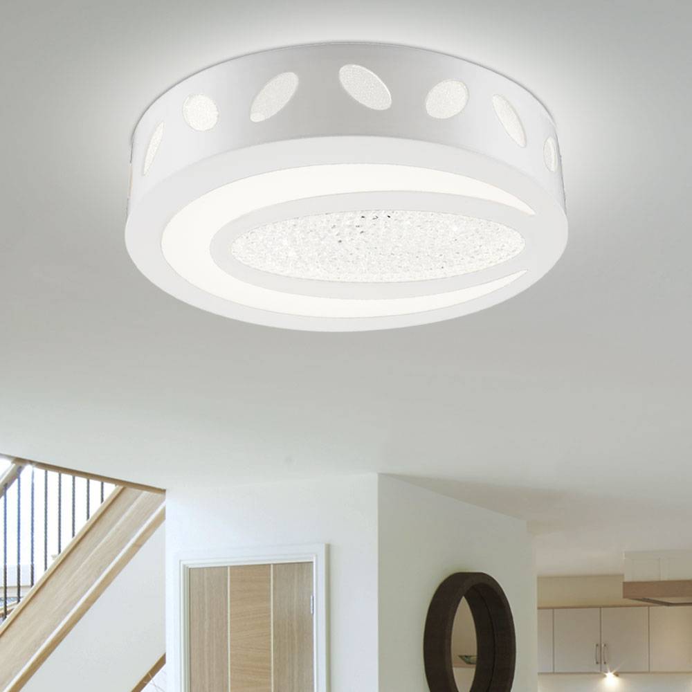 Deckenleuchte Kristall LED Deckenlampe Wohnzimmerleuchte weiß Schlafzimmerlampe, 21W 1250lm 4000K, DxH 40x11 cm