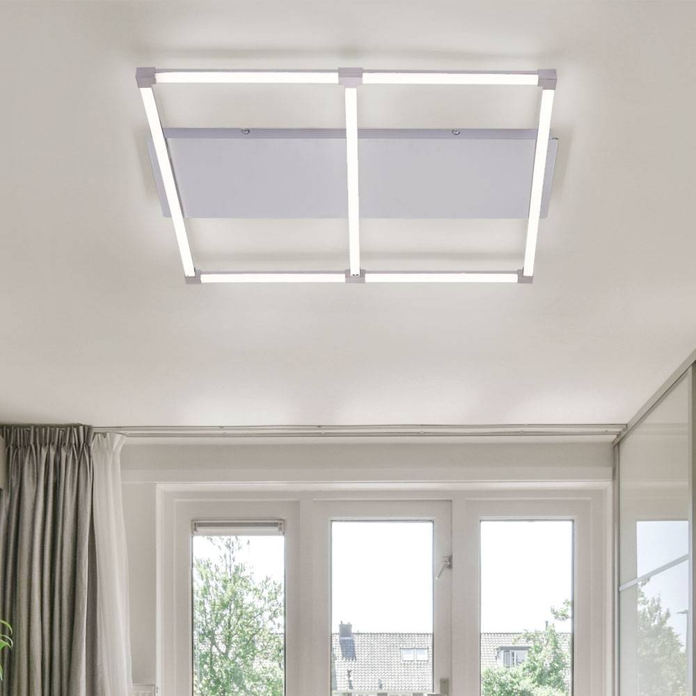 Deckenleuchte Wohnzimmer Deckenlampe Modern Wohnzimmerlampe LED, Stab Design, Metall, 1x LED 25W 1300Lm warmweiß, LxBxH 77,8 x 74,2 x 7 cm