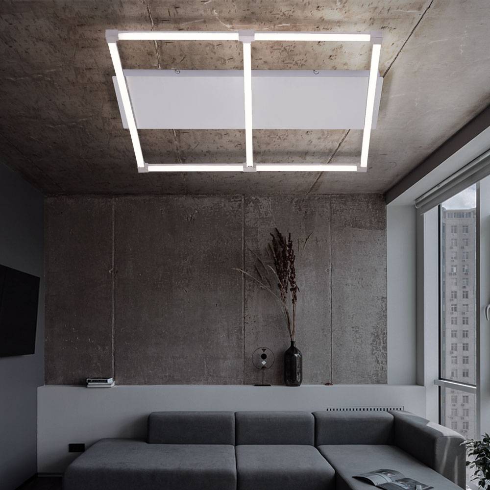 Deckenleuchte Wohnzimmer Deckenlampe Modern Wohnzimmerlampe LED, Stab Design, Metall, 1x LED 25W 1300Lm warmweiß, LxBxH 77,8 x 74,2 x 7 cm