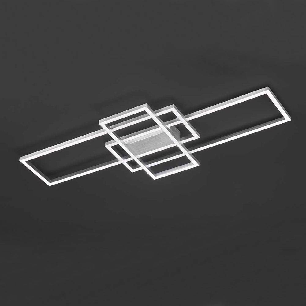 LED Deckenleuchte eckig dimmbar Wohnzimmerlampe Deckenleuchte LED Wohnzimmerlampe Modern, Alu gebürstet, 1x LED 33W 2500Lm warmweiß, LxBxH 104x42x6