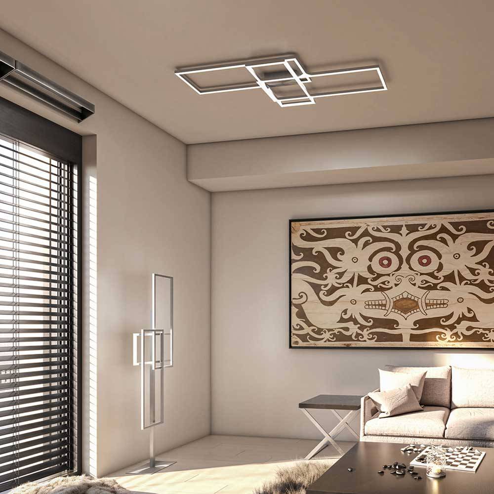 LED Deckenleuchte eckig dimmbar Wohnzimmerlampe Deckenleuchte LED Wohnzimmerlampe Modern, Alu gebürstet, 1x LED 33W 2500Lm warmweiß, LxBxH 104x42x6