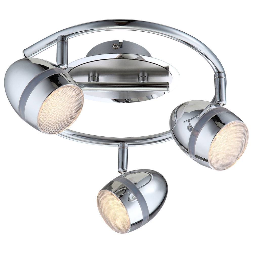 Deckenlampe Rondell Deckenleuchte Wohnzimmer Spots verstellbar silber chrom, Metall, 3x LED 3 Watt 220 Lumen, DxH 35x18 cm