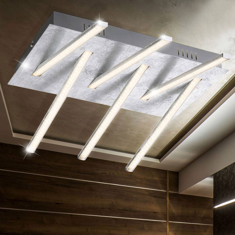 LED Kristall Decken Lampe Wohn Schlaf Zimmer Beleuchtung Flur Leuchte silber