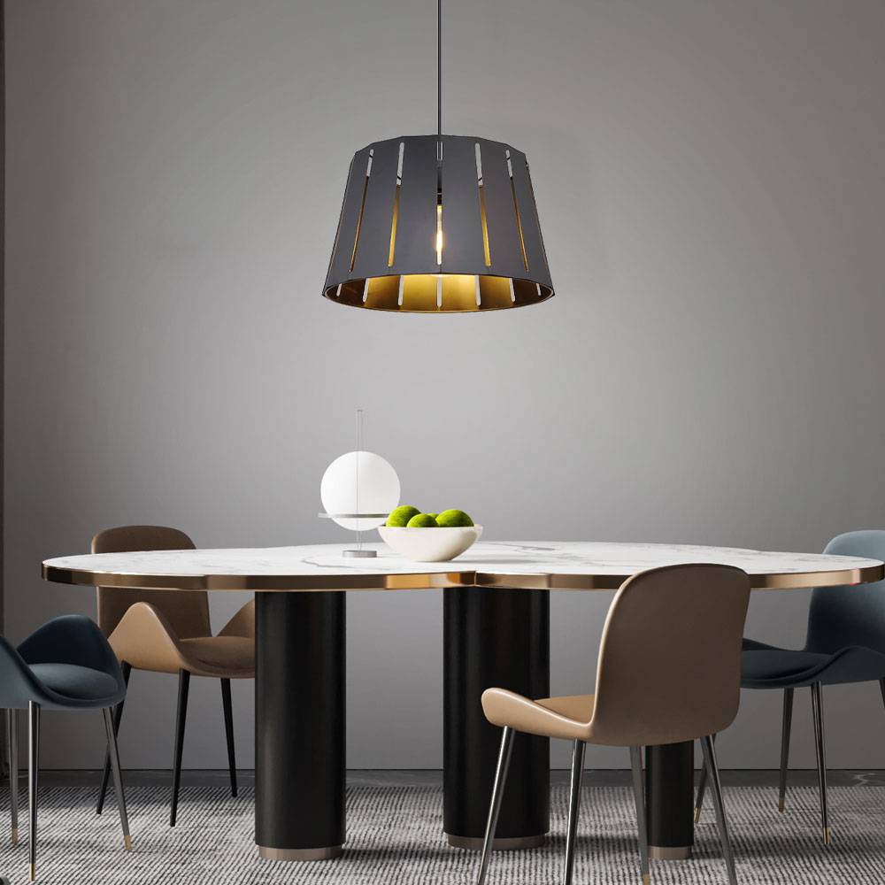 Hängeleuchte Esszimmer Pendelleuchte schwarz Holzoptik Hängelampe Modern, Fernbedienung dimmbar, 1x RGB LED 8,5W 806Lm warmweiß, DxH 35x120 cm