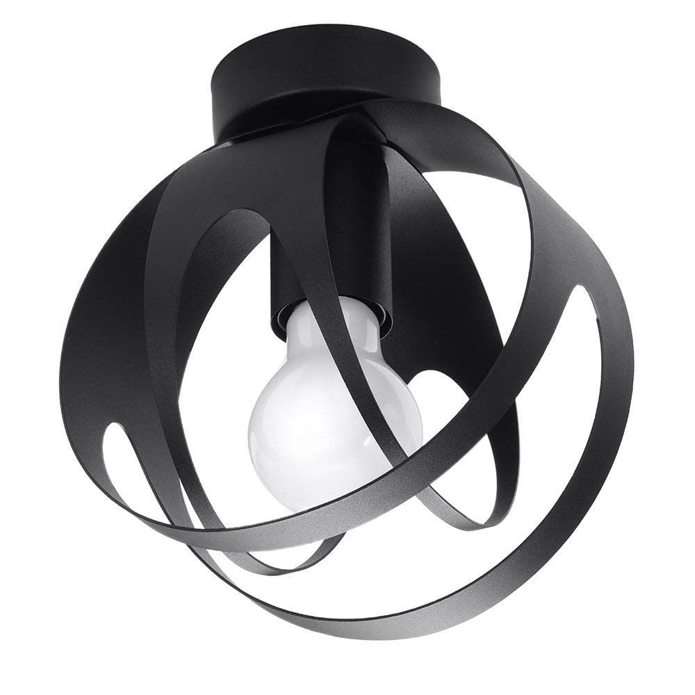 Kugel Deckenlampe schwarz Lampen Esszimmer Deckenleuchte rund schwarz 1 Flammig, Metall, 1x E27, DxH 16x21 cm