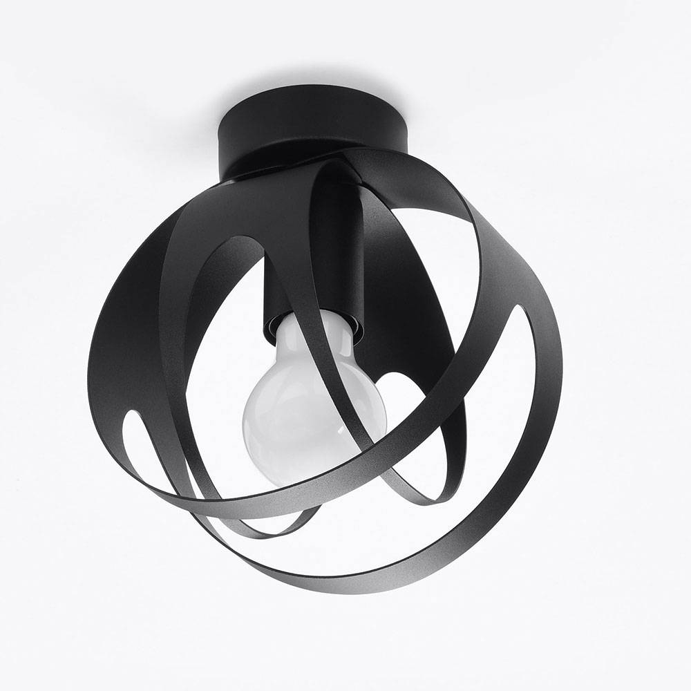 Kugel Deckenlampe schwarz Lampen Esszimmer Deckenleuchte rund schwarz 1 Flammig, Metall, 1x E27, DxH 16x21 cm