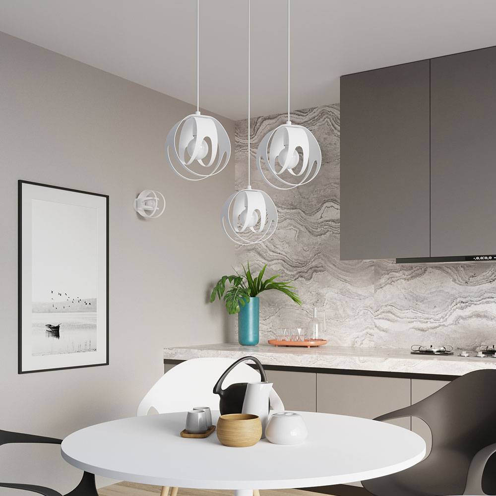 Deckenlampe weiß Kugel Lampen Wohnzimmer Deckenleuchte rund 1 Flammig Muster, Metall, 1x E27, DxH 16x21 cm