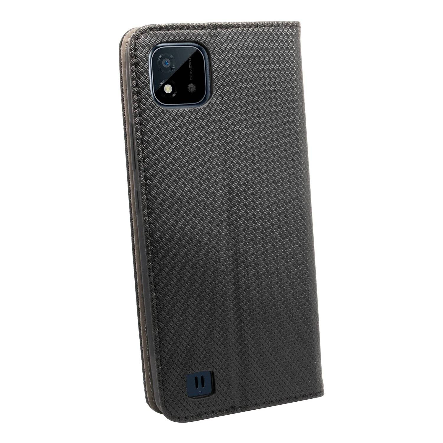 Buch Tasche "Smart" kompatibel mit Realme C11 Handy Hülle Brieftasche Schutzhülle mit Standfunktion, Kartenfach Schwarz