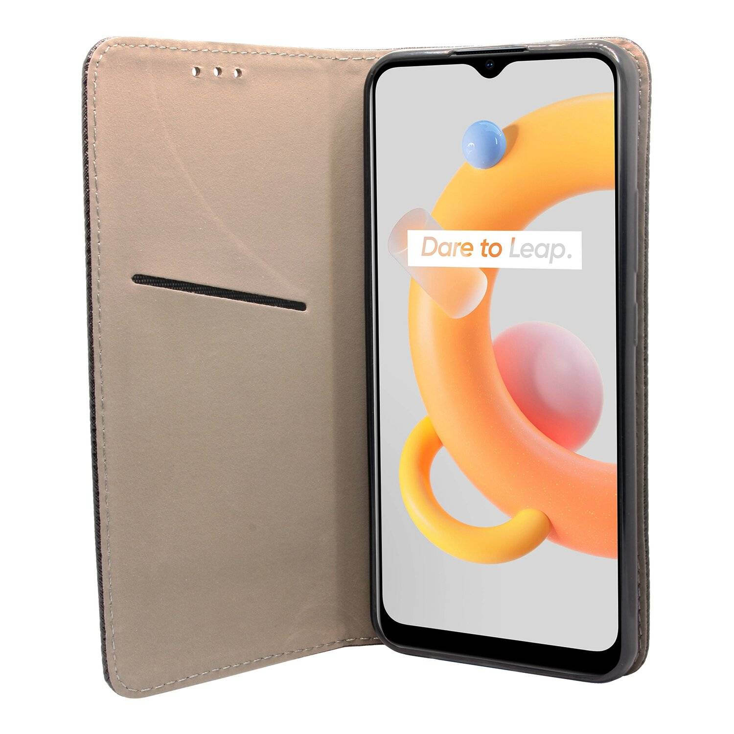 Buch Tasche "Smart" kompatibel mit Realme C11 Handy Hülle Brieftasche Schutzhülle mit Standfunktion, Kartenfach Schwarz