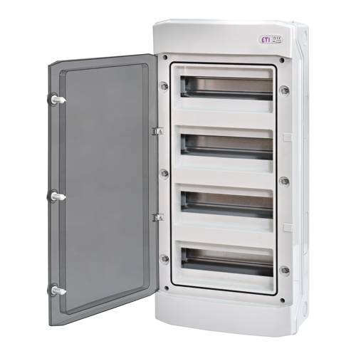 ETI 001100304 - Kunststoff-Verteilerkasten ECH-48PT mit transparenter Tür (4 Reihen | 400V | 63A | IP65)