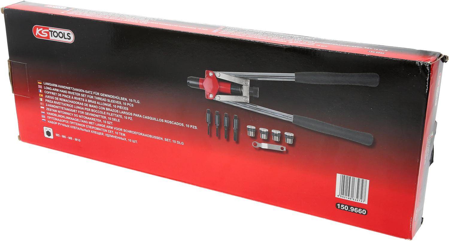 KS TOOLS Langarm-Handnietzangen-Satz fr Gewindehlsen, 10-tlg