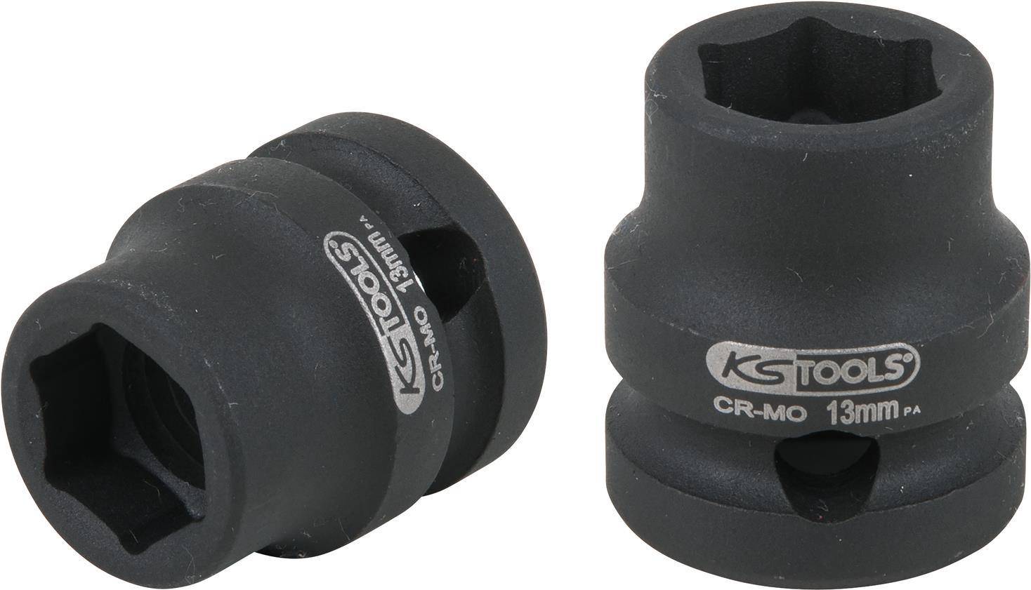 KS TOOLS Werkzeuge-Maschinen GmbH 1/2'' Sechskant-Kraft-Stecknuss, extra kurz, 13,0 mm (515.0059)