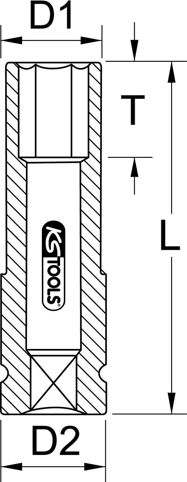 KS TOOLS 1/2'' Alu-Felgen Kraft-Stecknuss, lang, 15mm (515.2015)
