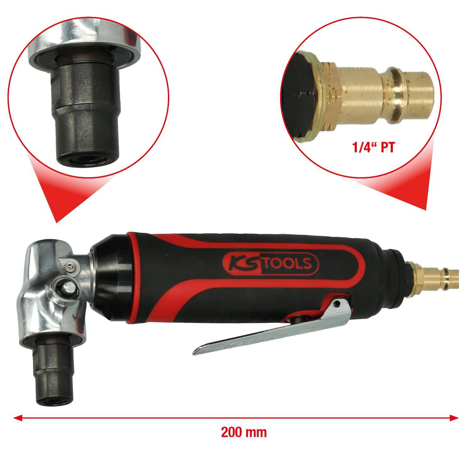 KS TOOLS Druckluft-Winkelstabschleifer, 18.000 U/min