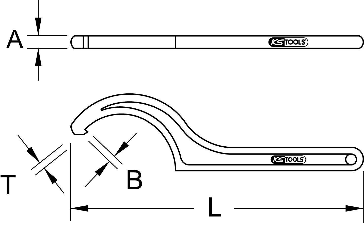 KS TOOLS Fester Hakenschlssel mit Zapfen, 34-36 mm