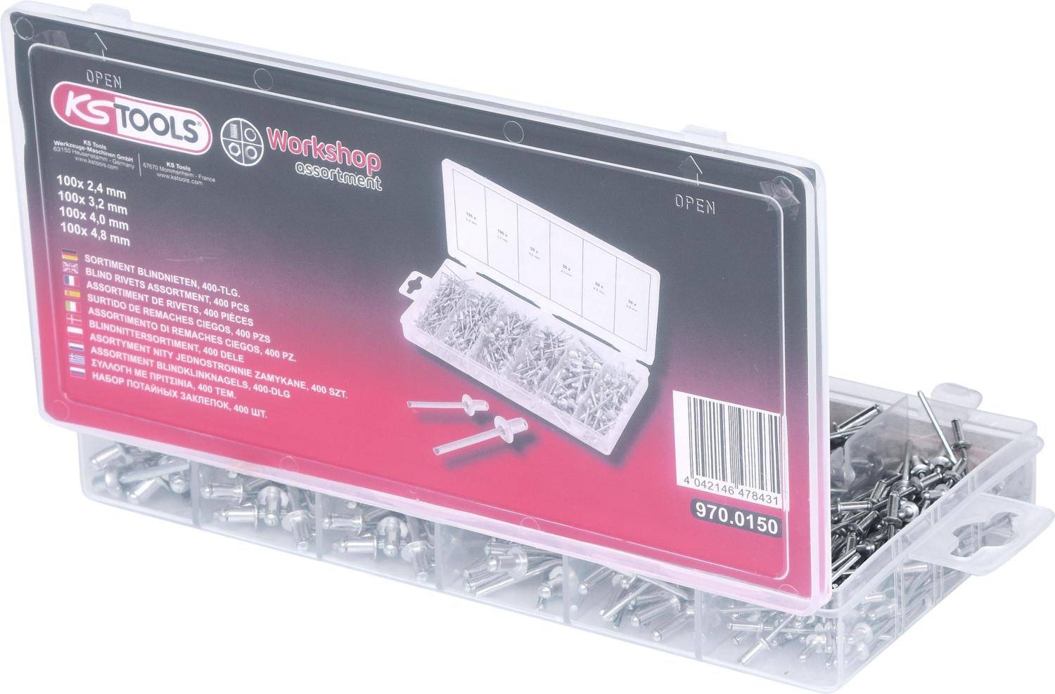 KS TOOLS Sortiment Blindnieten, 400-tlg