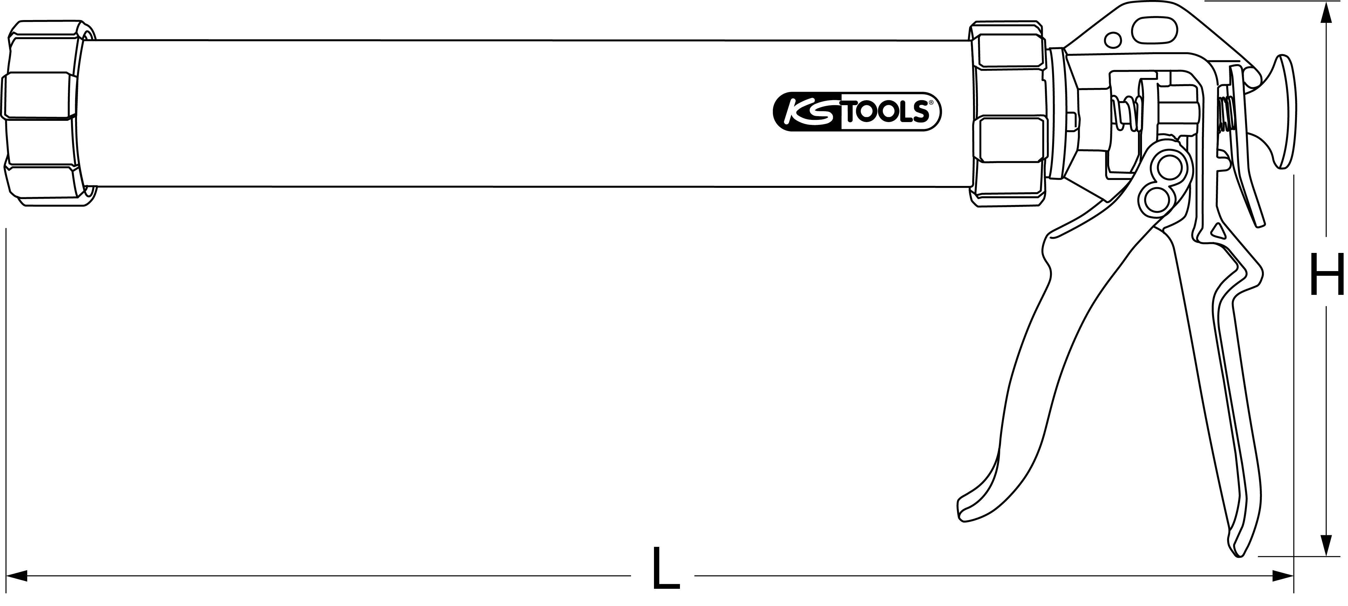 KS TOOLS Hand-Kartuschen-Pistole 600 ml, 480mm