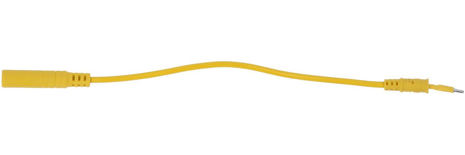 Eine einzelne, geschwungene gelbe Linie auf einem weißen Hintergrund.