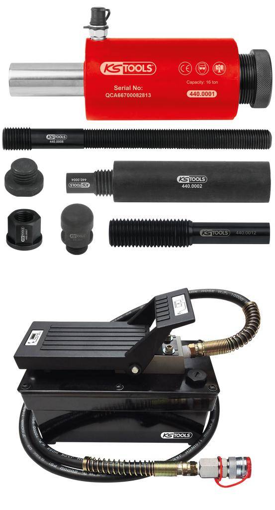 KS TOOLS Hydraulik-Einheit 16t, mit Luft-Hydraulik-Pumpe, 13-tlg
