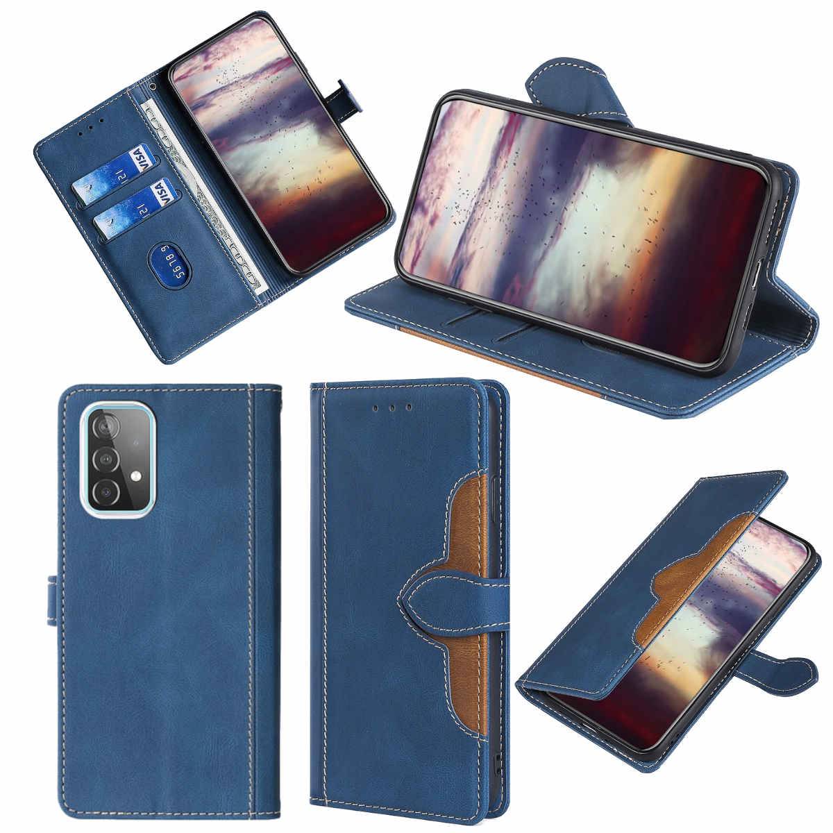 Für Samsung Galaxy A52 5G A525 / A52s 5G Design Handy Tasche Wallet Premium Dunkel Blau Schutz Hülle Case Cover Etuis Neu Zubehör