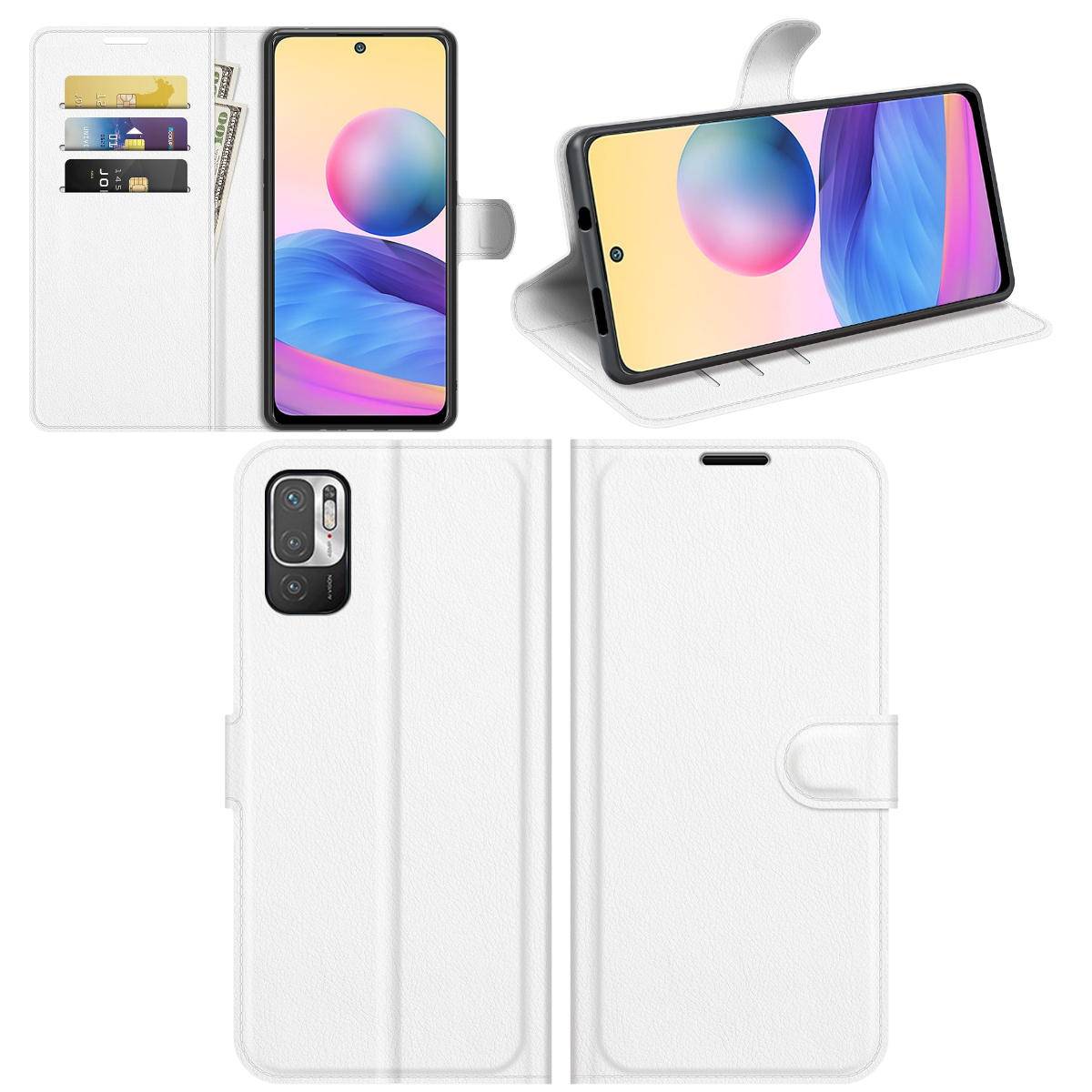 Für Xiaomi Redmi Note 10 5G Handy Tasche Wallet Premium Weiß Schutz Hülle Case Cover Etuis Neu Zubehör