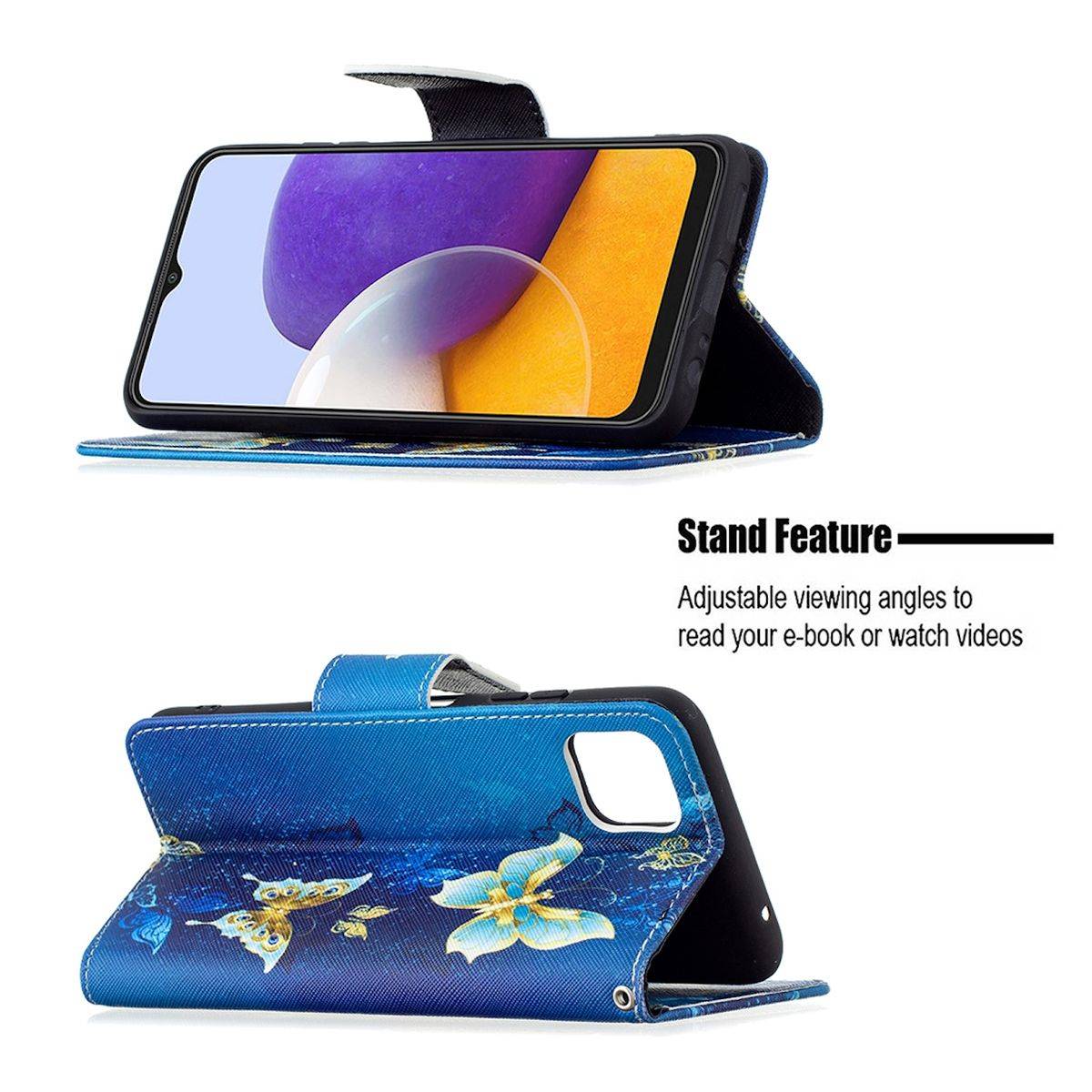 Für Samsung Galaxy A22 5G Kunstleder Handy Tasche Book Motiv 5 Schutz Hülle Case Cover Etui Neu