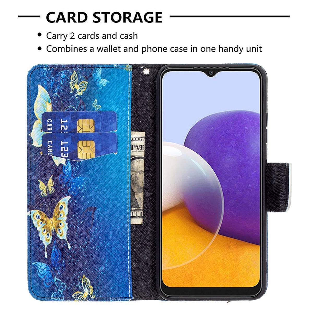 Für Samsung Galaxy A22 5G Kunstleder Handy Tasche Book Motiv 5 Schutz Hülle Case Cover Etui Neu