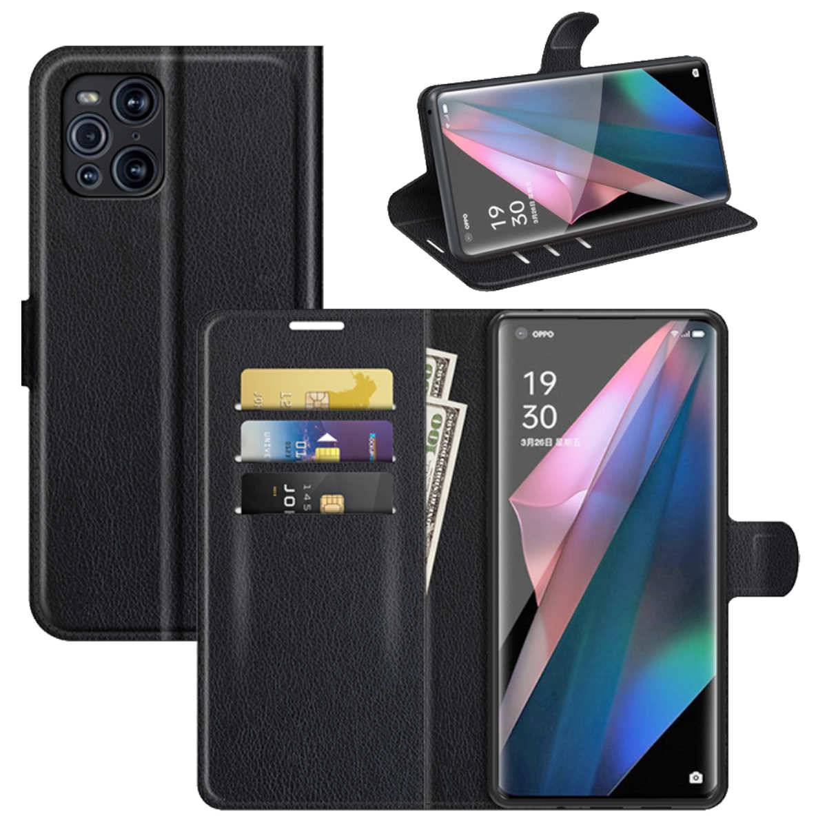 Für Oppo Find X3 Pro Handy Tasche Wallet Premium Schwarz Schutz Hülle Case Cover Etuis Neu Zubehör