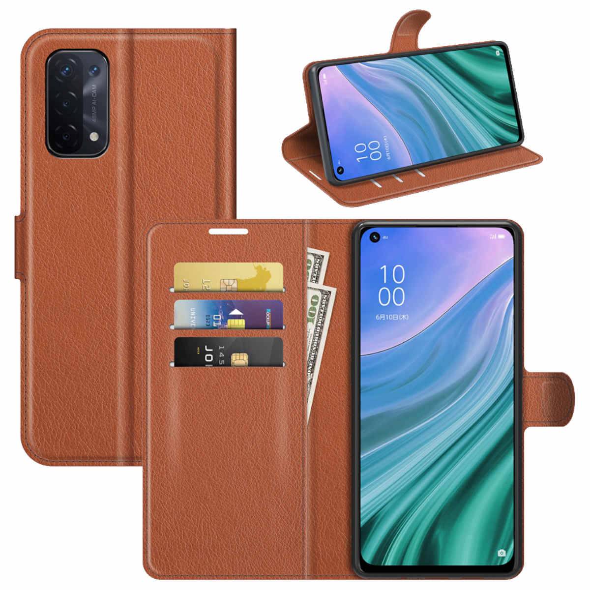 Für Oppo A54 5G / A74 5G Handy Tasche Wallet Premium Braun Schutz Hülle Case Cover Etuis Neu Zubehör