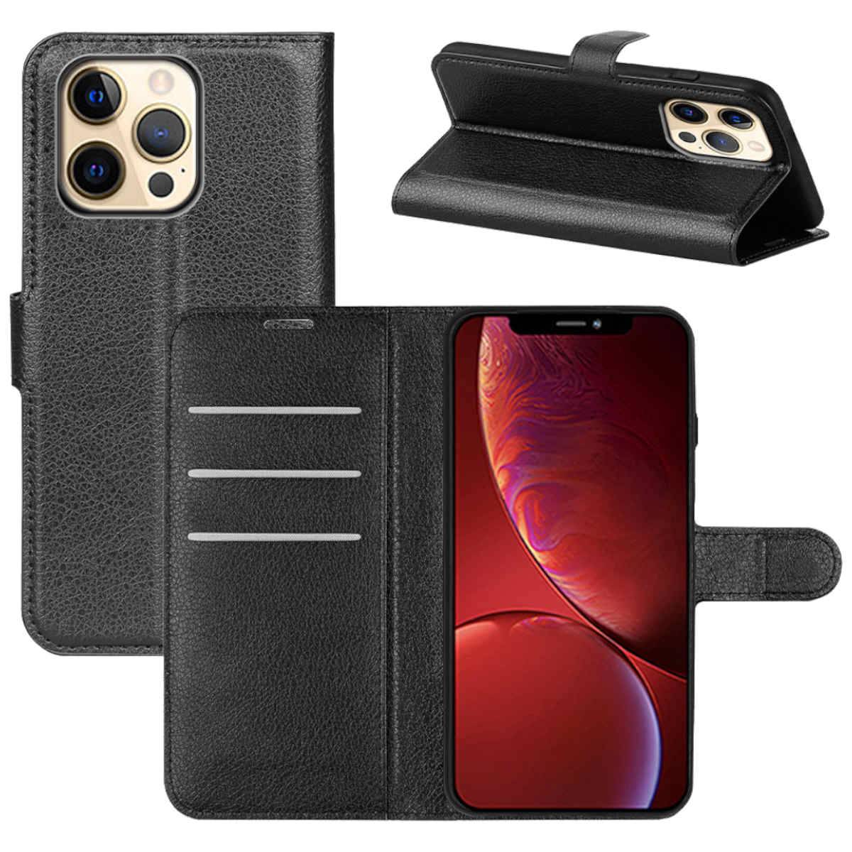 Für Apple iPhone 13 Pro Handy Tasche Wallet Premium Schwarz Schutz Hülle Case Cover Etuis Neu Zubehör