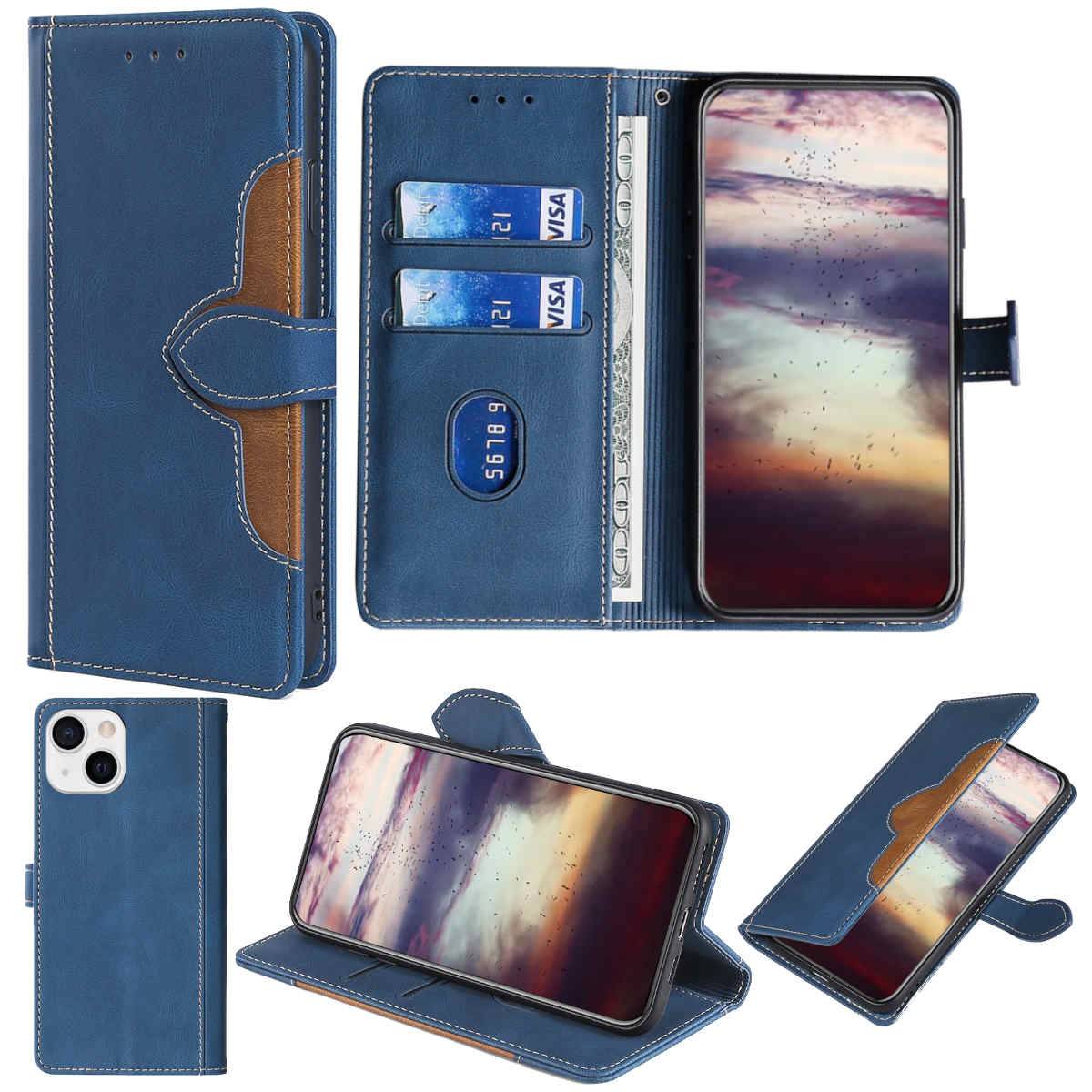 Für Apple iPhone 13 Design Handy Tasche Wallet Premium Blau Schutz Hülle Case Cover Etuis Neu Zubehör
