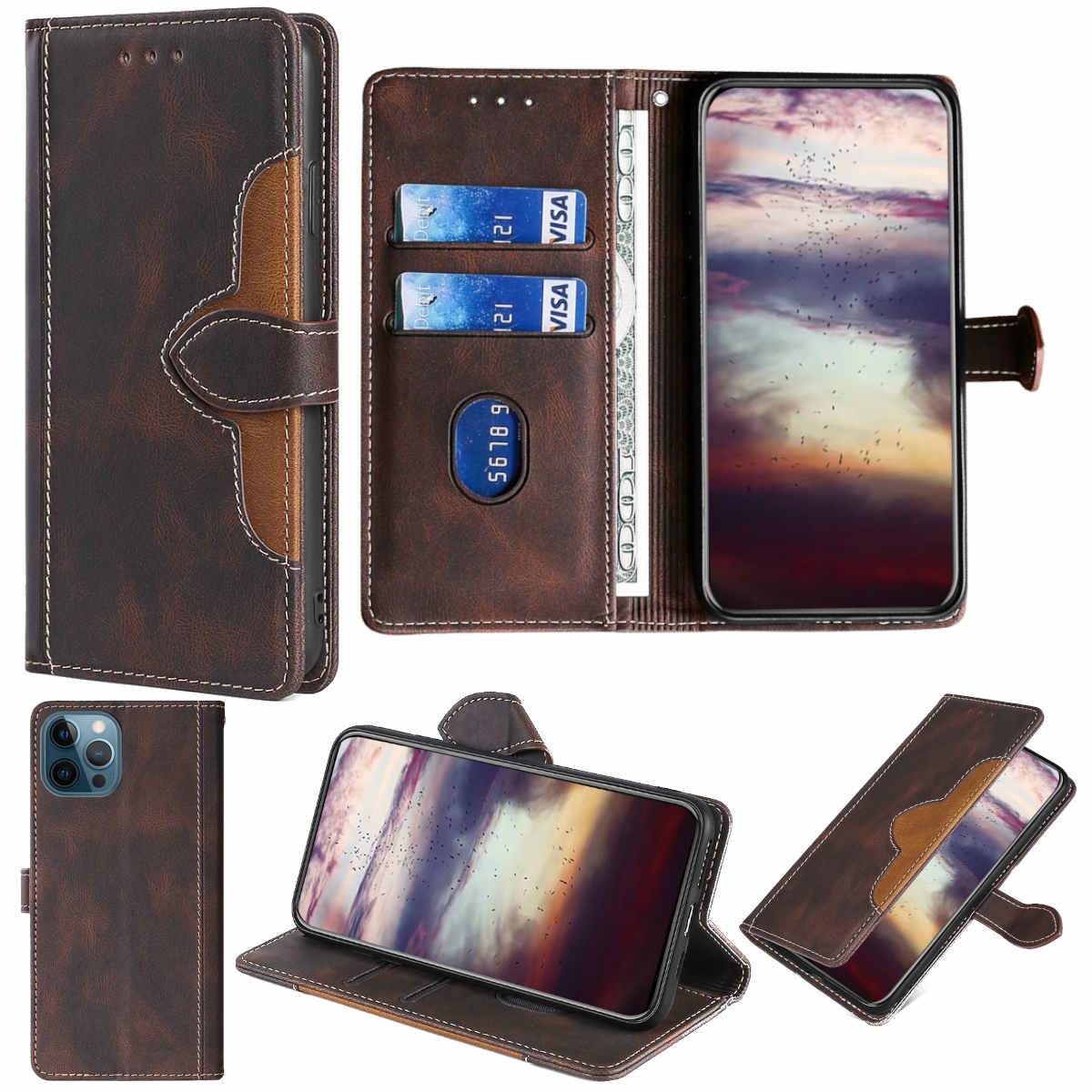Für Apple iPhone 13 Pro Max Design Handy Tasche Wallet Premium Braun Schutz Hülle Case Cover Etuis Neu Zubehör
