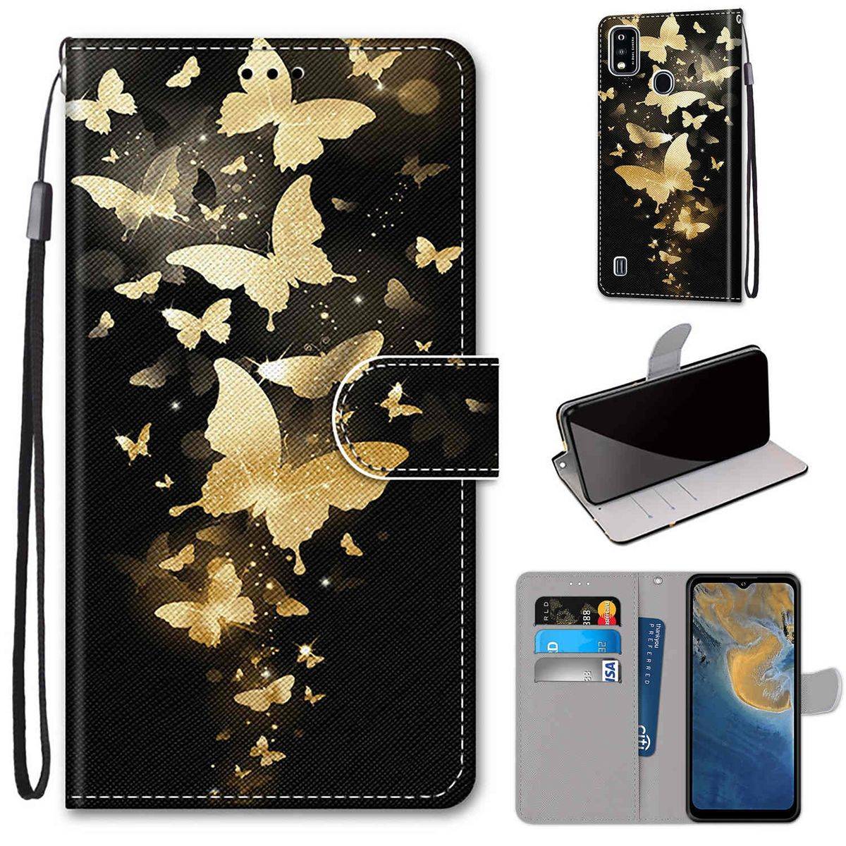 Für ZTE Blade A51 Kunstleder Handy Tasche Book Motiv 3 Schutz Hülle Case Cover Etui Neu