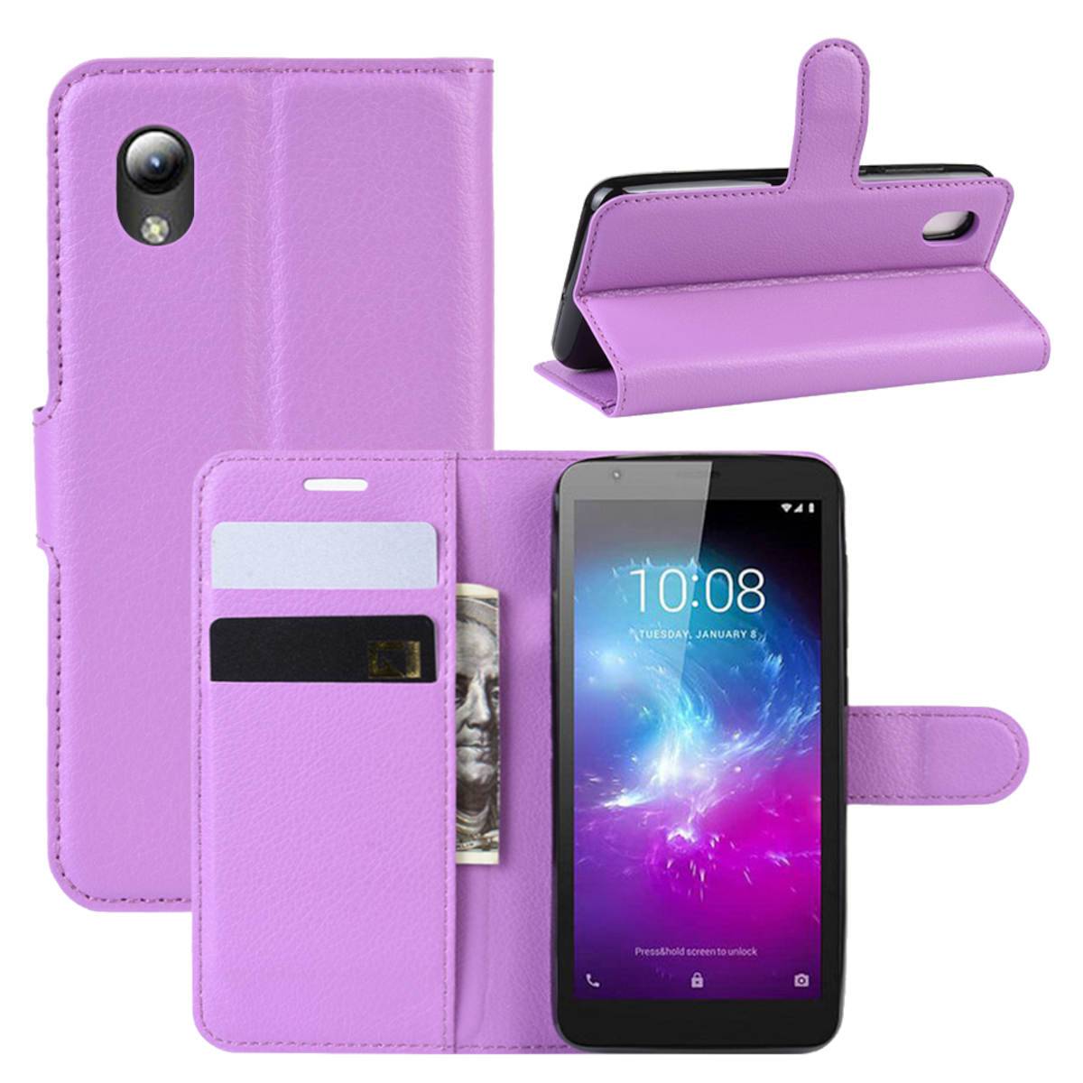 Für ZTE Blade A31 Lite Handy Tasche Wallet Premium Lila Schutz Hülle Case Cover Etuis Neu Zubehör