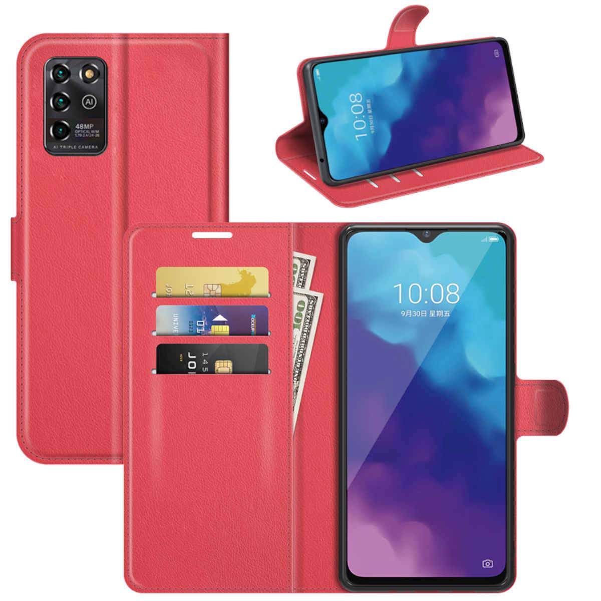 Für ZTE Blade V30 Vita Handy Tasche Wallet Premium Rot Schutz Hülle Case Cover Etuis Neu Zubehör