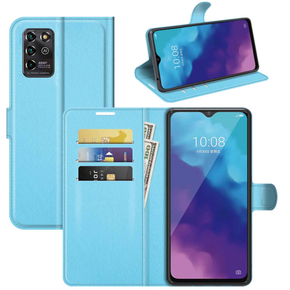 Für ZTE Blade V30 Vita Handy Tasche Wallet Premium Blau Schutz Hülle Case Cover Etuis Neu Zubehör