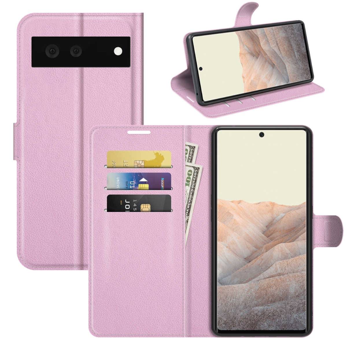Für Google Pixel 6 Handy Tasche Wallet Premium Schutz Hülle Case Cover Etuis Neu Zubehör Rosa