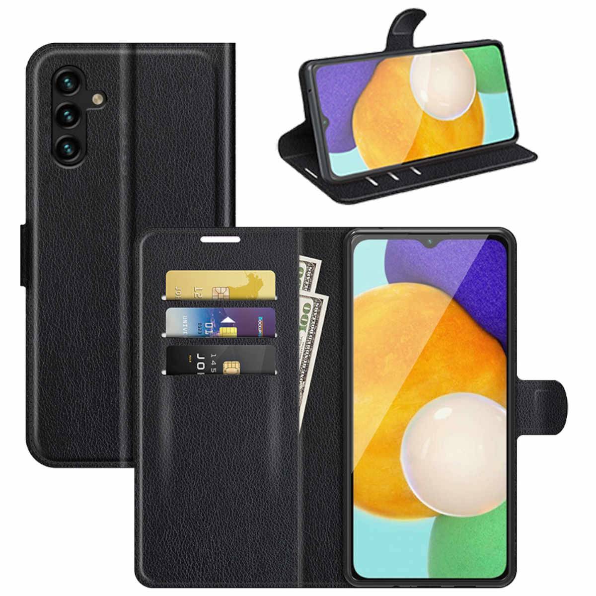 Für Samsung Galaxy A13 5G / A04S Handy Tasche Wallet Premium Schutz Hülle Case Cover Etuis Neu Zubehör Schwarz