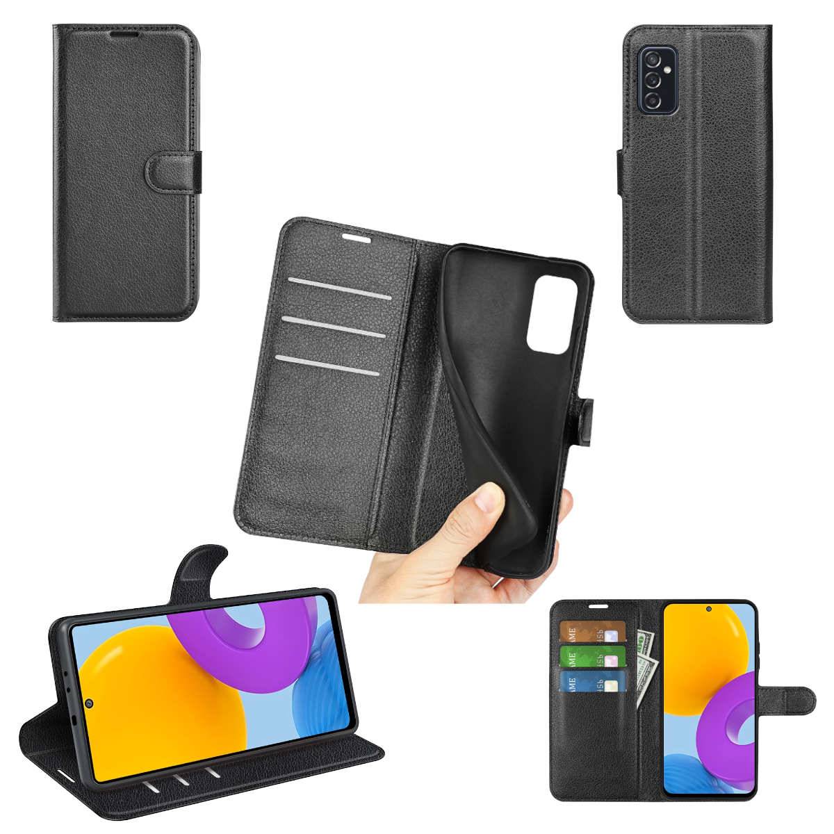 Für Samsung Galaxy M52 5G Handy Tasche Wallet Premium Schutz Hülle Case Cover Etuis Neu Zubehör Schwarz