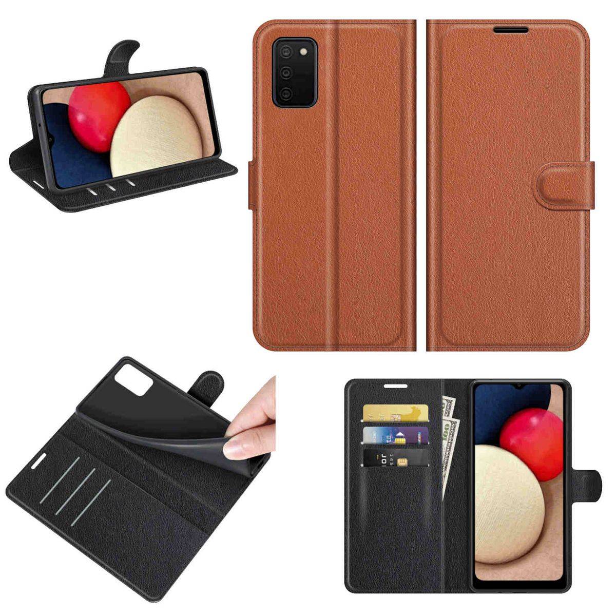 Für Samsung Galaxy A03s Handy Tasche Wallet Premium Schutz Hülle Case Cover Etuis Neu Zubehör Braun