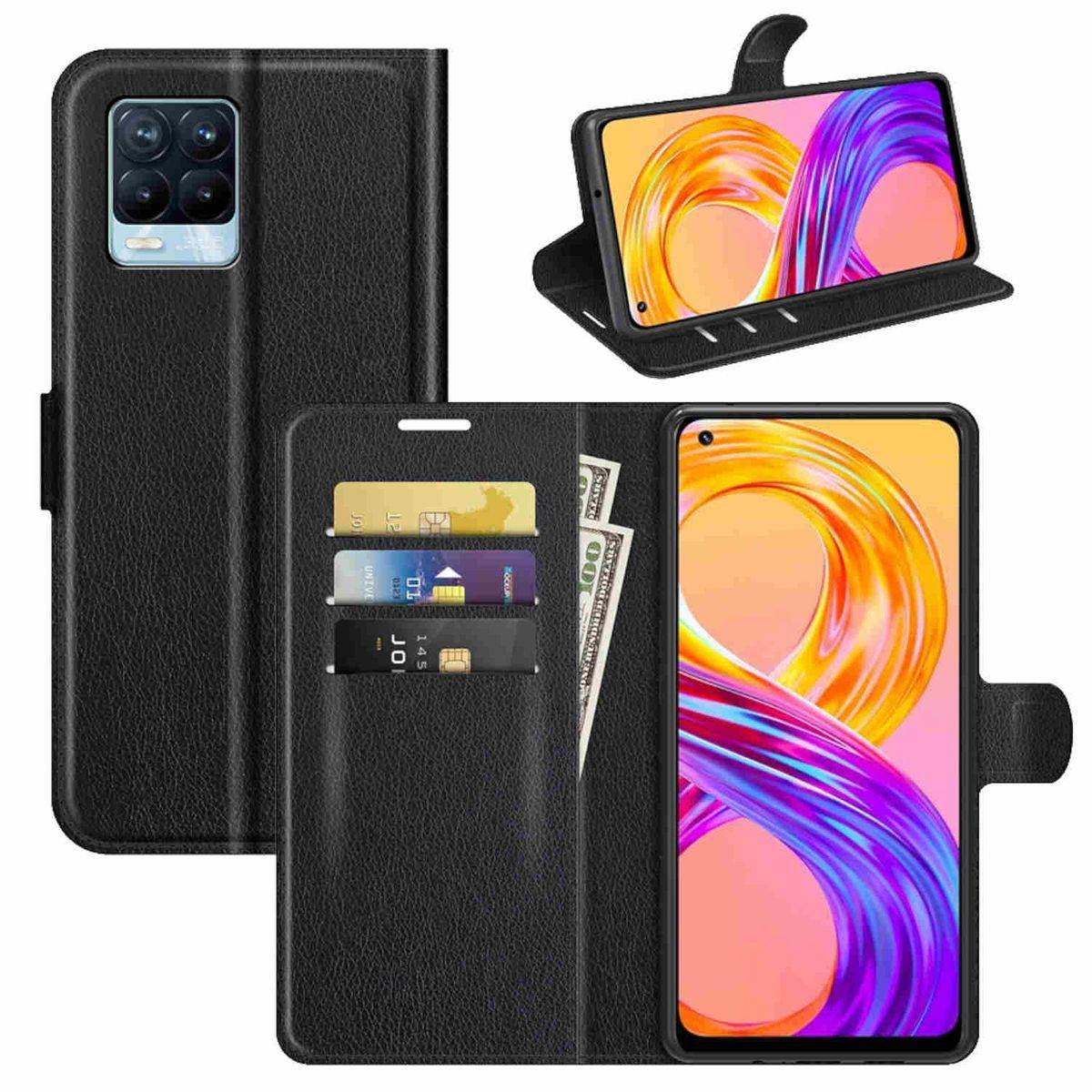 Für Oppo Realme 8 / 8 Pro Handy Tasche Wallet Premium Schutz Hülle Case Cover Etuis Neu Zubehör Schwarz