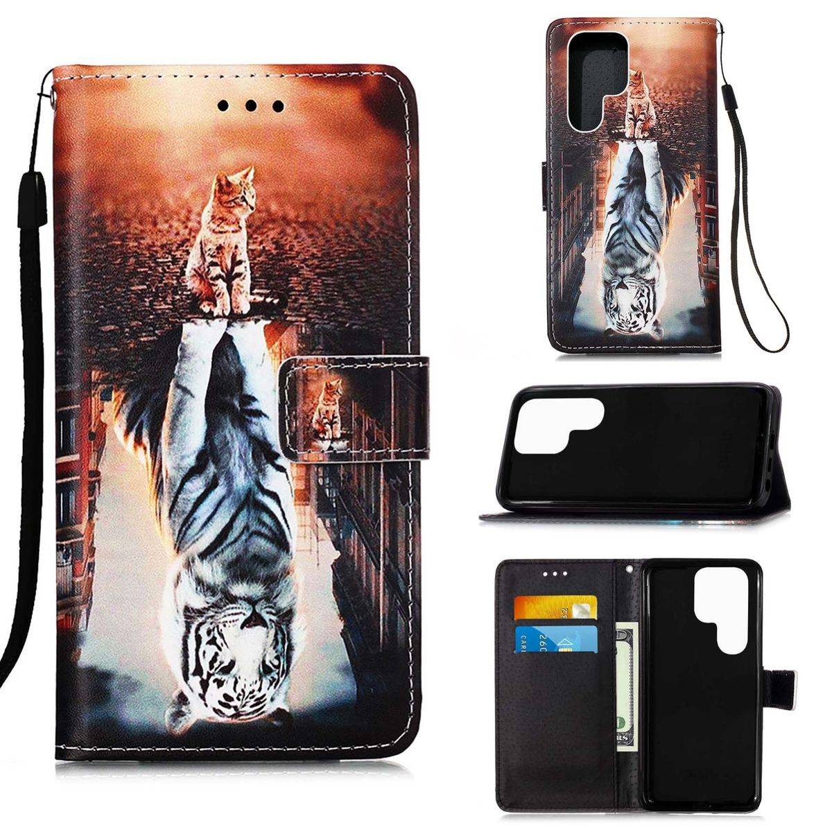 Für Samsung Galaxy S22 Ultra 5G Kunstleder Handy Tasche Book Motiv 1 Schutz Hülle Case Cover Etui Neu