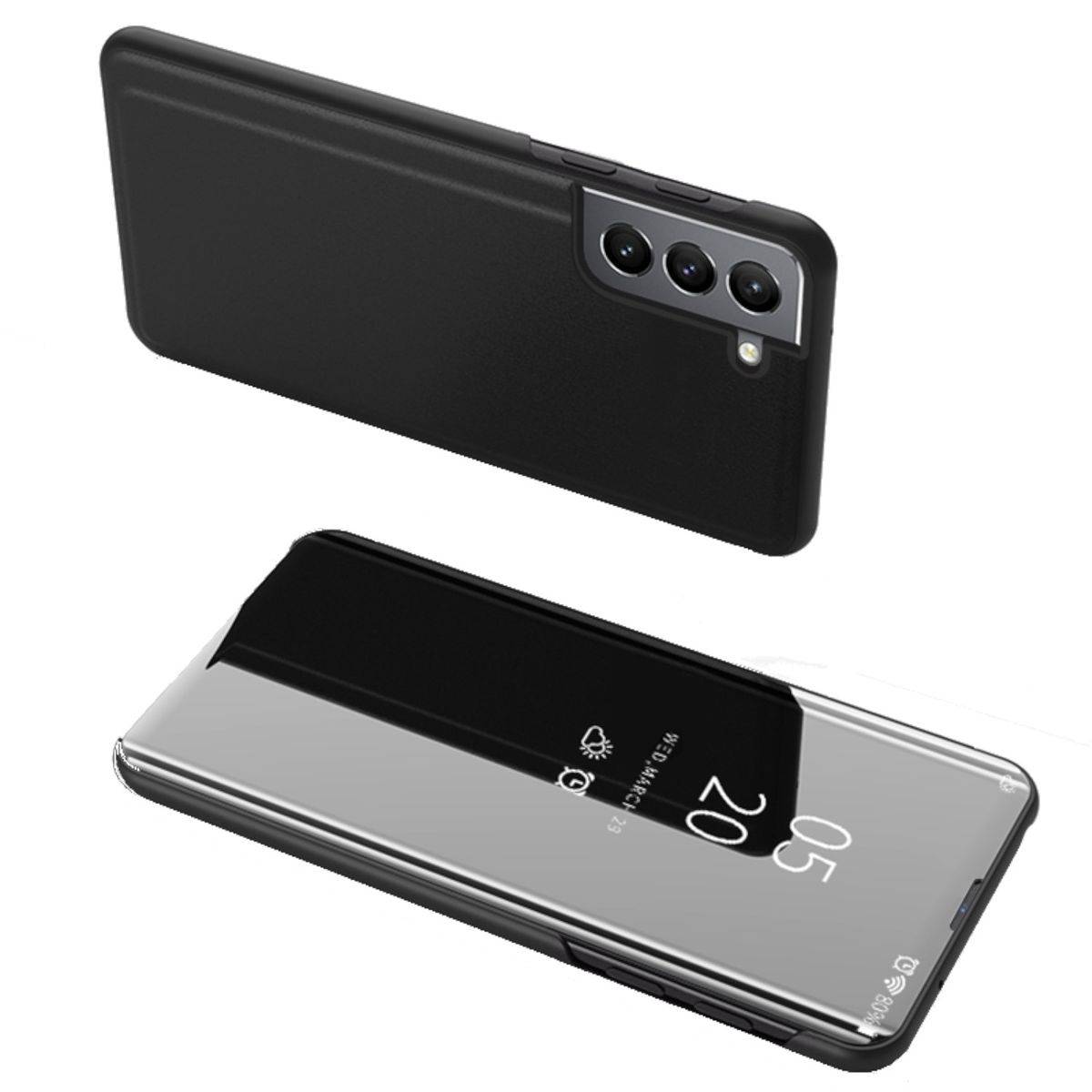 Für Samsung Galaxy S22 Plus 5G Clear View Spiegel Mirror Smartcover Schwarz Schutzhülle Cover Etui Tasche Hülle Neu Case Wake UP Funktion
