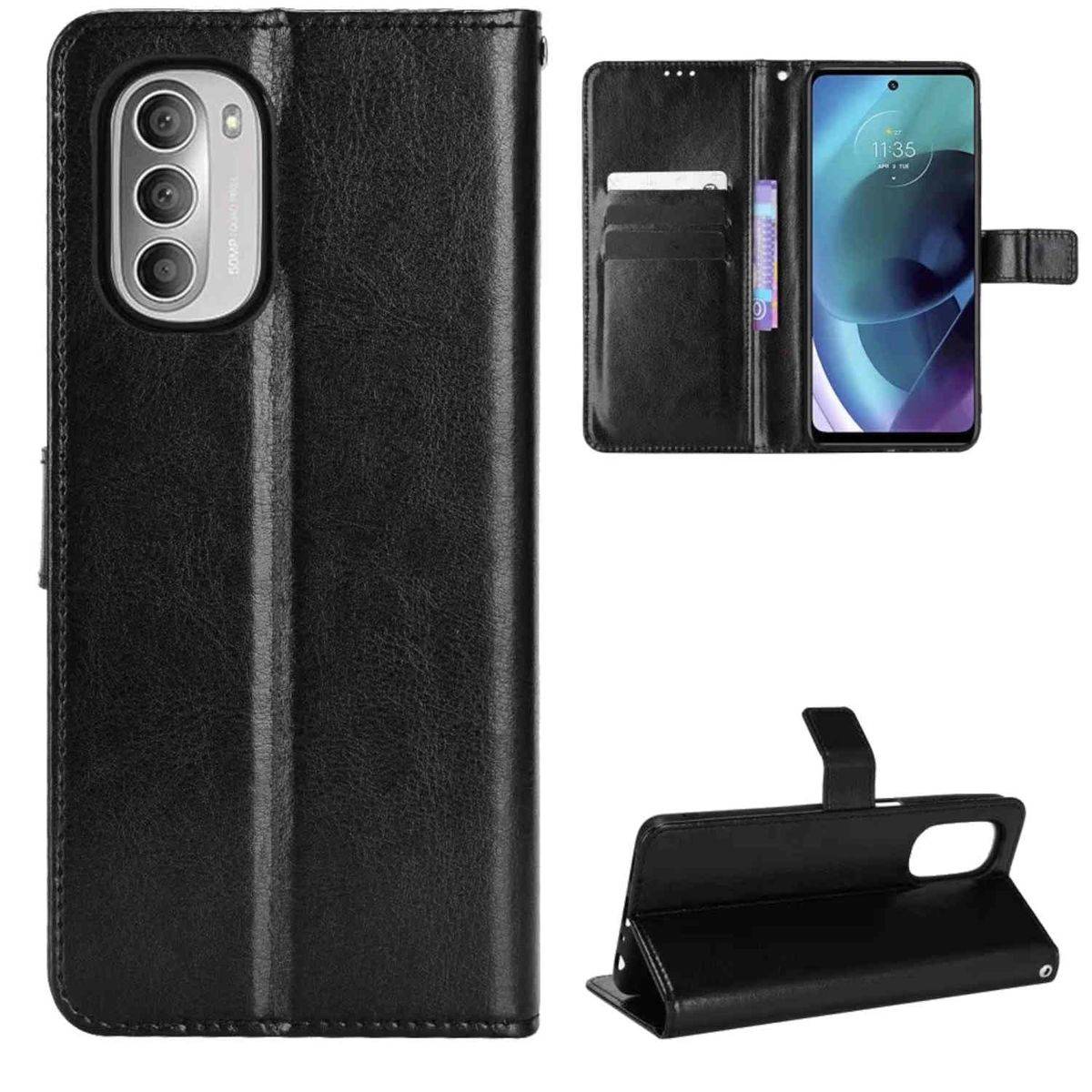 Für Motorola Moto G51 5G Handy Tasche Wallet Premium Schutz Hülle Case Cover Etuis Neu Zubehör Schwarz