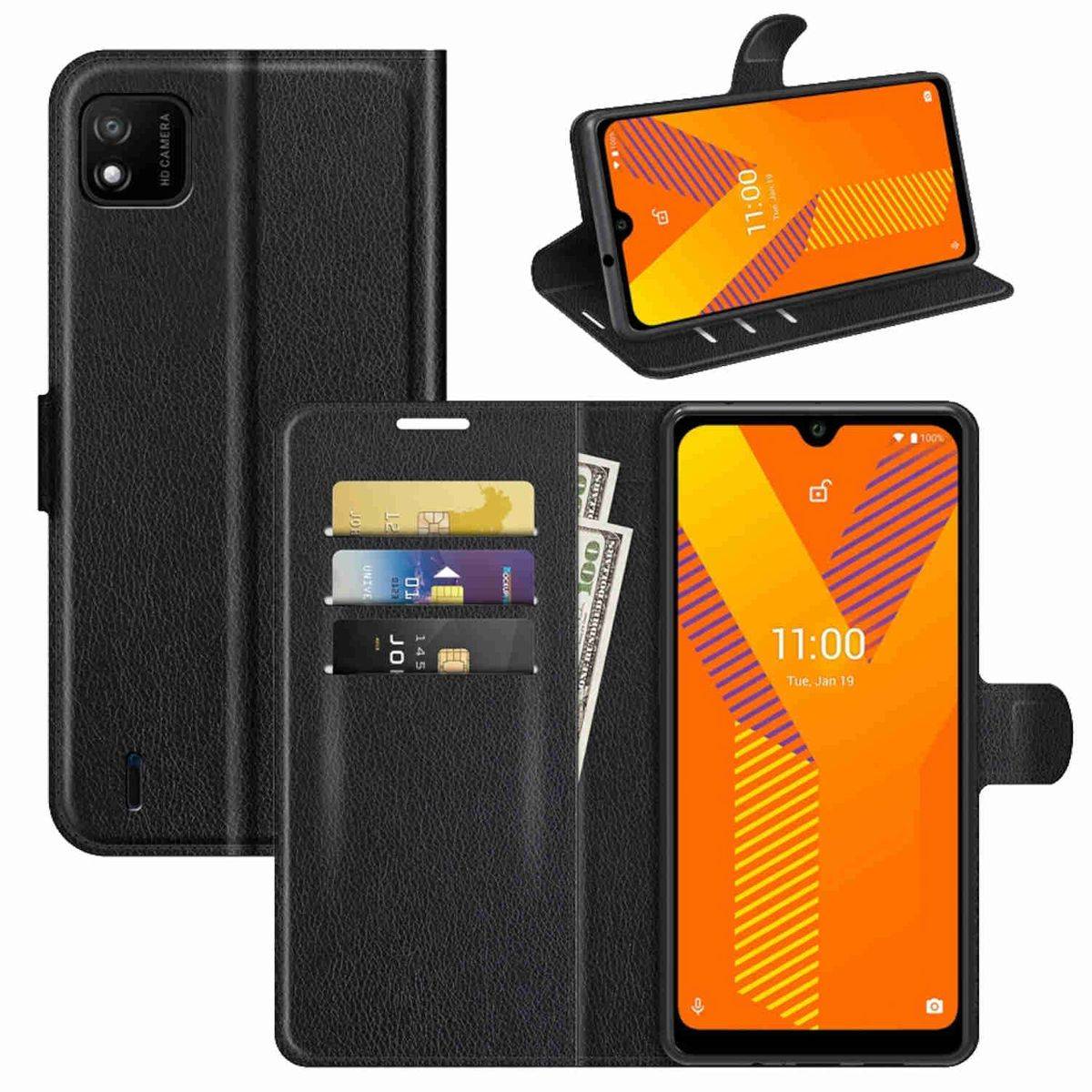 Für Wiko Y82 Handy Tasche Wallet Premium Schutz Hülle Case Cover Etuis Neu Zubehör Schwarz