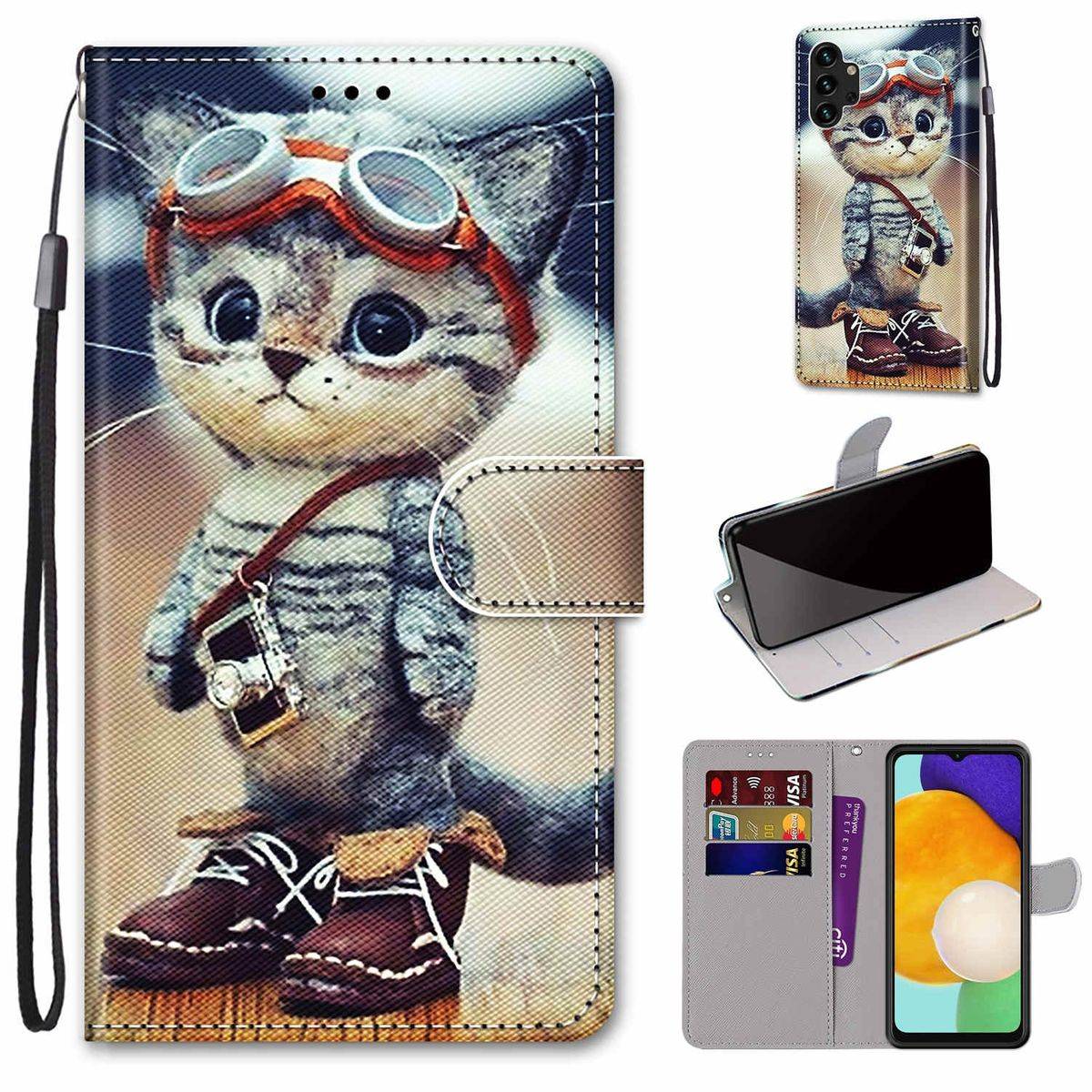 Für Samsung Galaxy A13 4G Kunstleder Handy Tasche Book Motiv 1 Schutz Hülle Case Cover Etui Neu